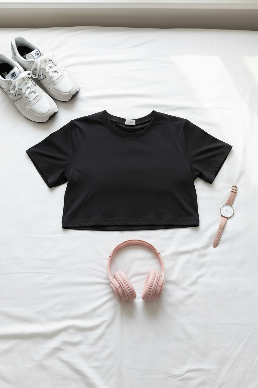 BLUSA CORTA LYCRA LIGERA NEGRA 2208