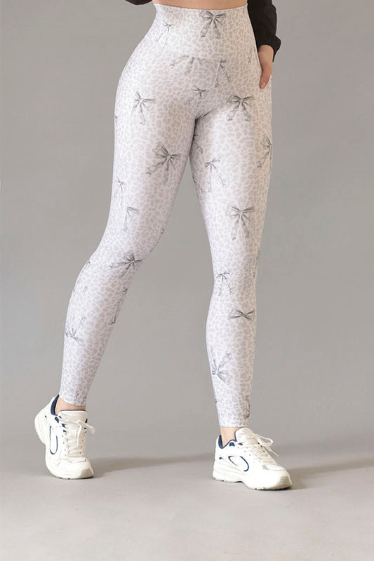 Leggings Grey Bows & Leopard Pocket