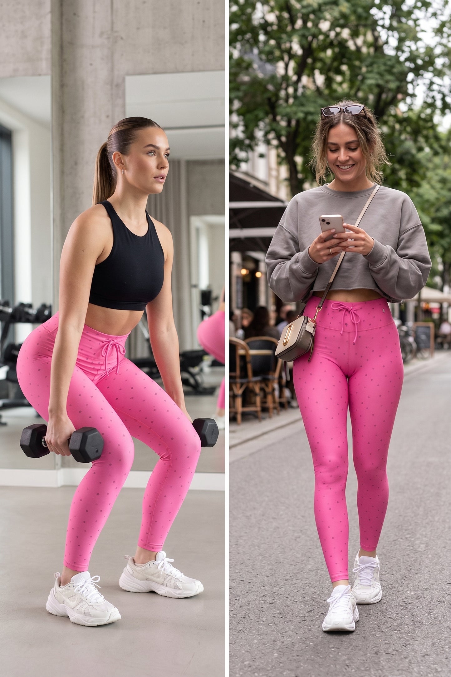 Leggings Pink Polka Dots & Drawstring 💖