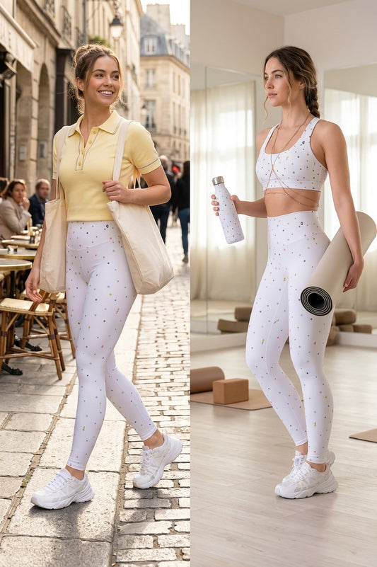 Leggings Elite Velvet White Mini Florals