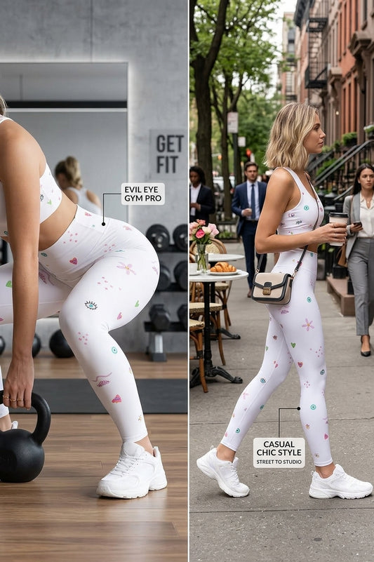 Leggings White Mystical Doodles & Evil Eye