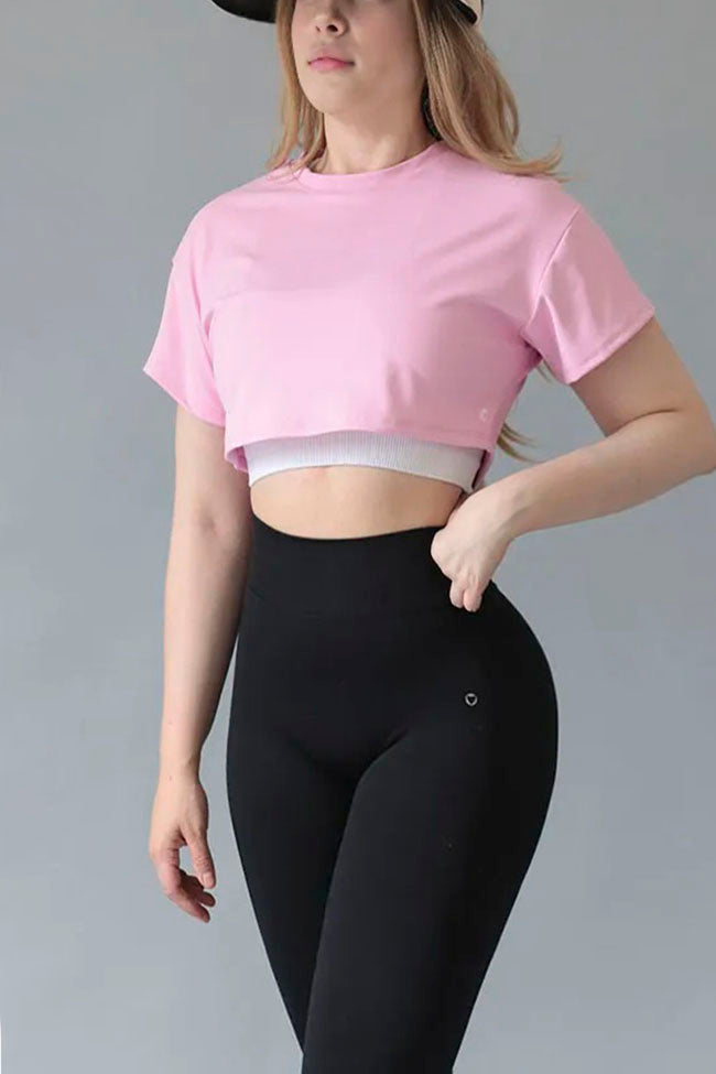 Crop Top Double Layer (Mocha & Rose)