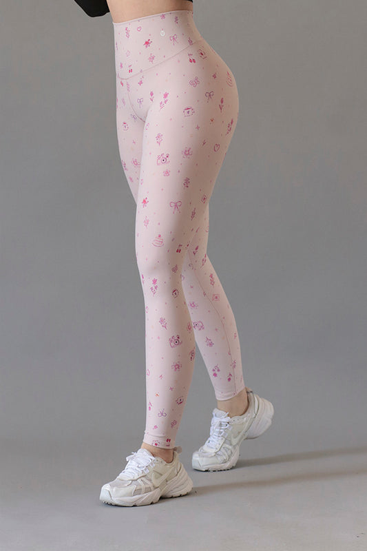Leggings Pastel Pink Coquette Doodles