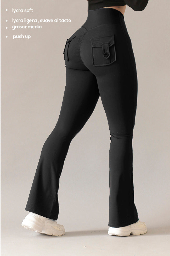 LEGGINS FLARE P024 NEGRO