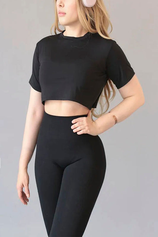 BLUSA CORTA LYCRA LIGERA NEGRA 2208