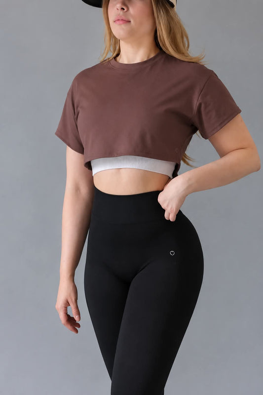 Crop Top Double Layer (Mocha & Rose)