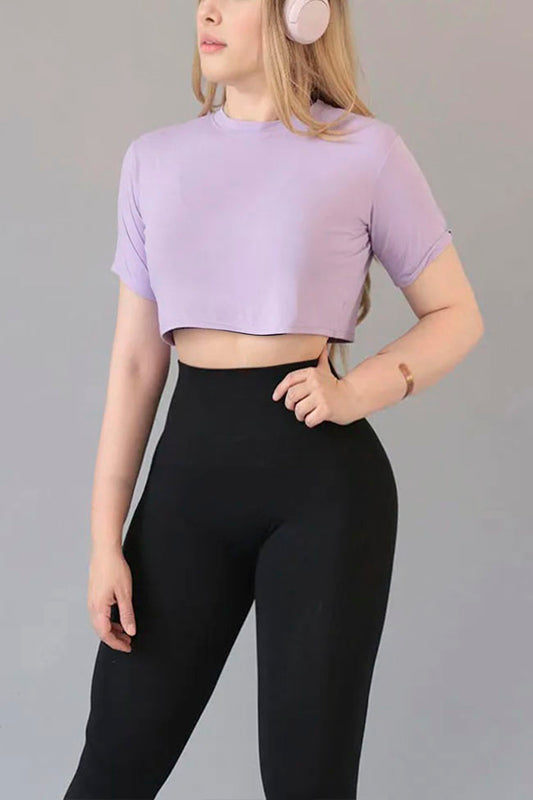 BLUSA CORTA LYCRA LIGERA LILA 2208