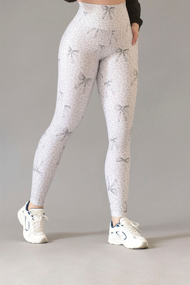 Leggings Grey Bows & Leopard Pocket