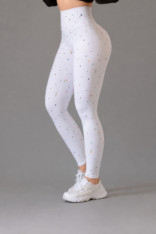 Leggings Elite Velvet White Mini Florals