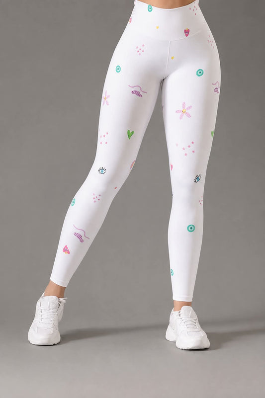 Leggings White Mystical Doodles & Evil Eye