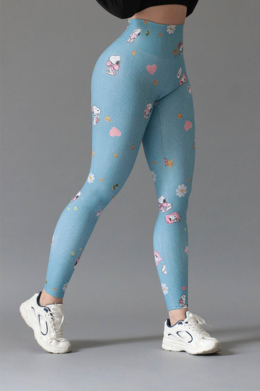 Leggings Elite Velvet Push Up Snoopy Denim Blue