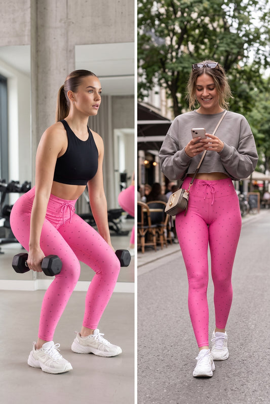 Leggings Pink Polka Dots & Drawstring 💖