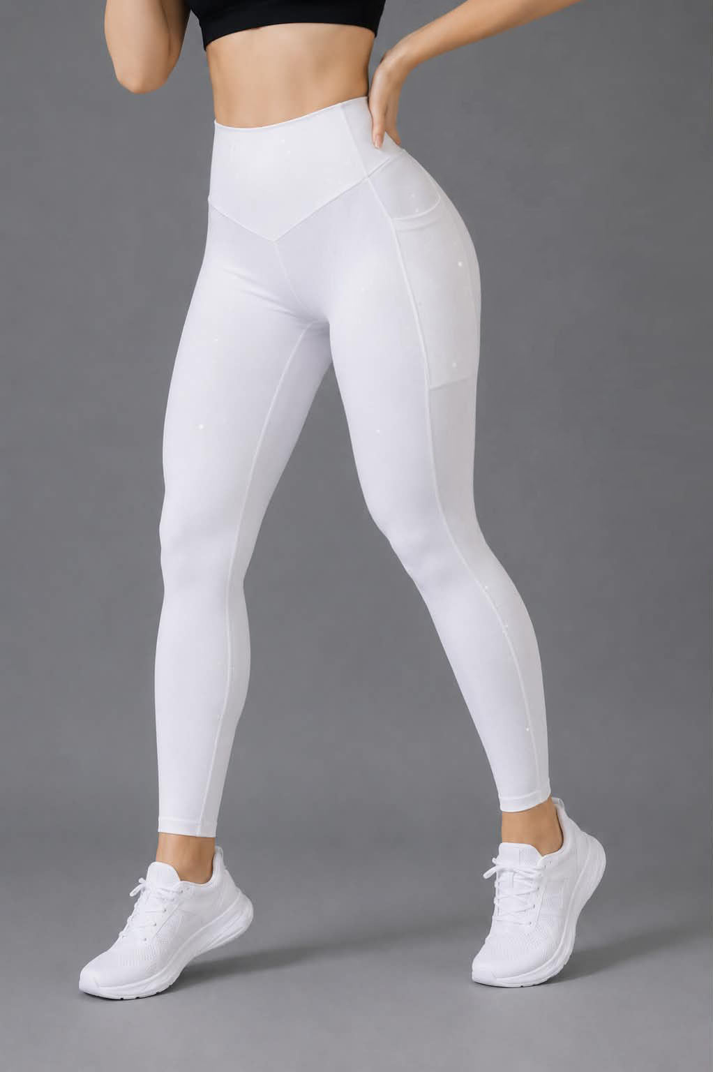 Leggings Pure White Shimmer Pocket