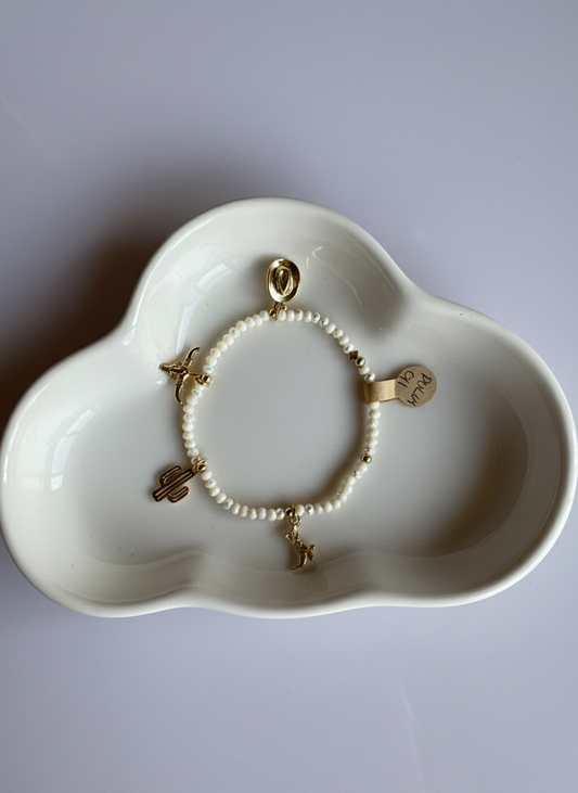 Pulsera Wild Spirit: Cristales Beige &amp; Esencia Western